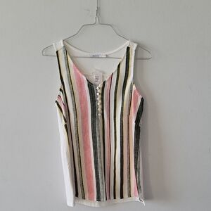 Women's Striped Sleeveless Top - Pink, Green, White